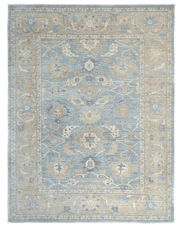 Muted Gray 9x12 Oushak Turkish Hand Knotted Traditional veg Dye Wool Rug